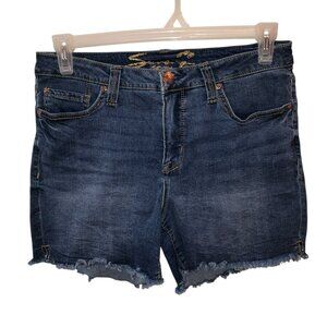 Seven7 Womens Size 10 Dark Wash Blue Cut Off Weekend Short Denim Jean Shorts